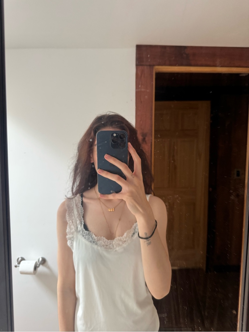 SHEIN White Lace-Trim Cami Tank Top